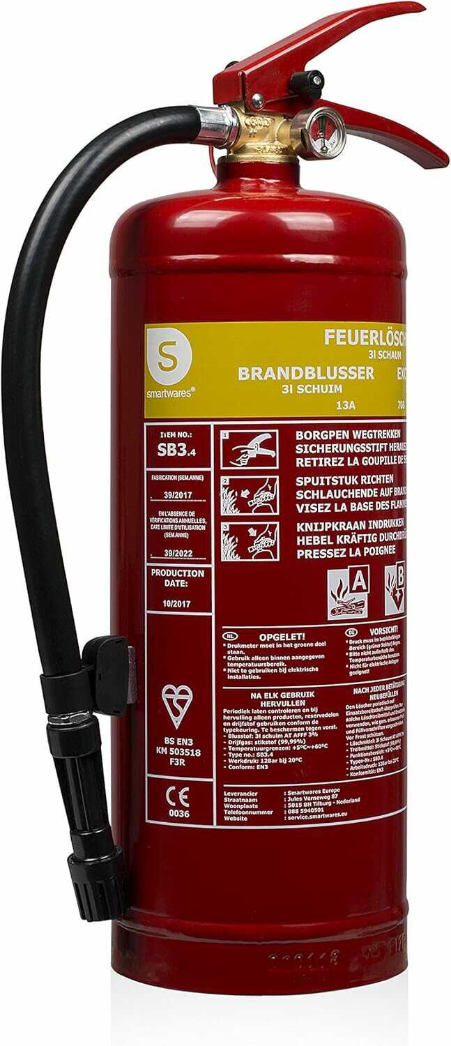 Smartwares FEX 15230 (SB3.4) Schaum Feuerlöscher 3L  29,16€ statt 39,28€