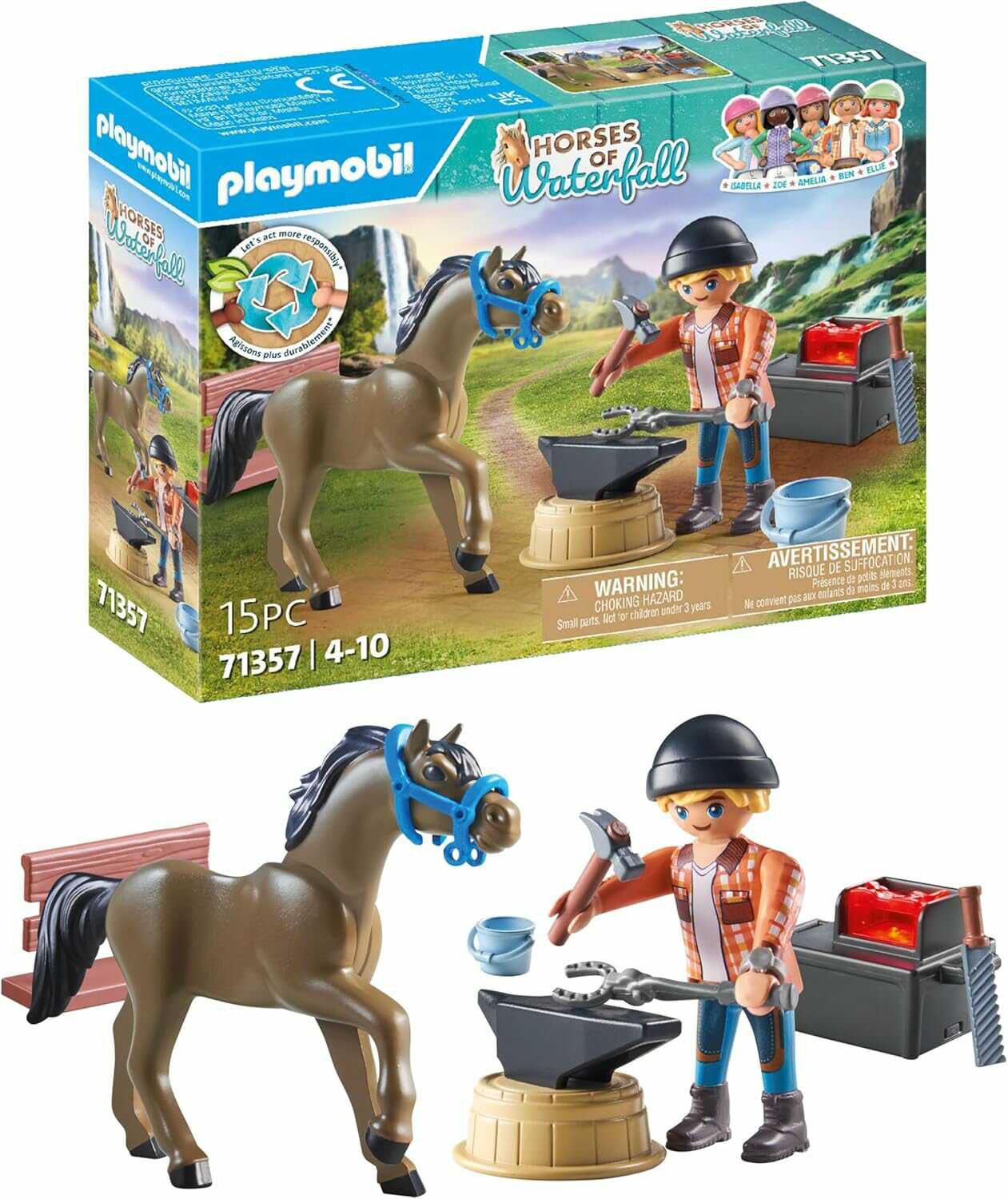 PLAYMOBIL Horses of Waterfall 71357 Hufschmied Ben & Achilles, interaktive Pferdepflege  für 4,48€ PVG 12,19€