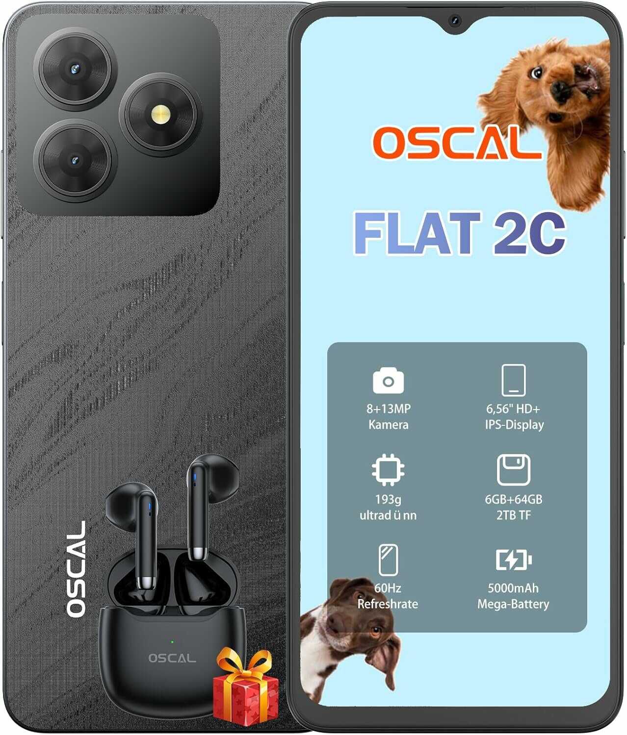 OSCAL Flat 2C 6/64GB + Extra EarBuds 79,99€  statt 99,00€
