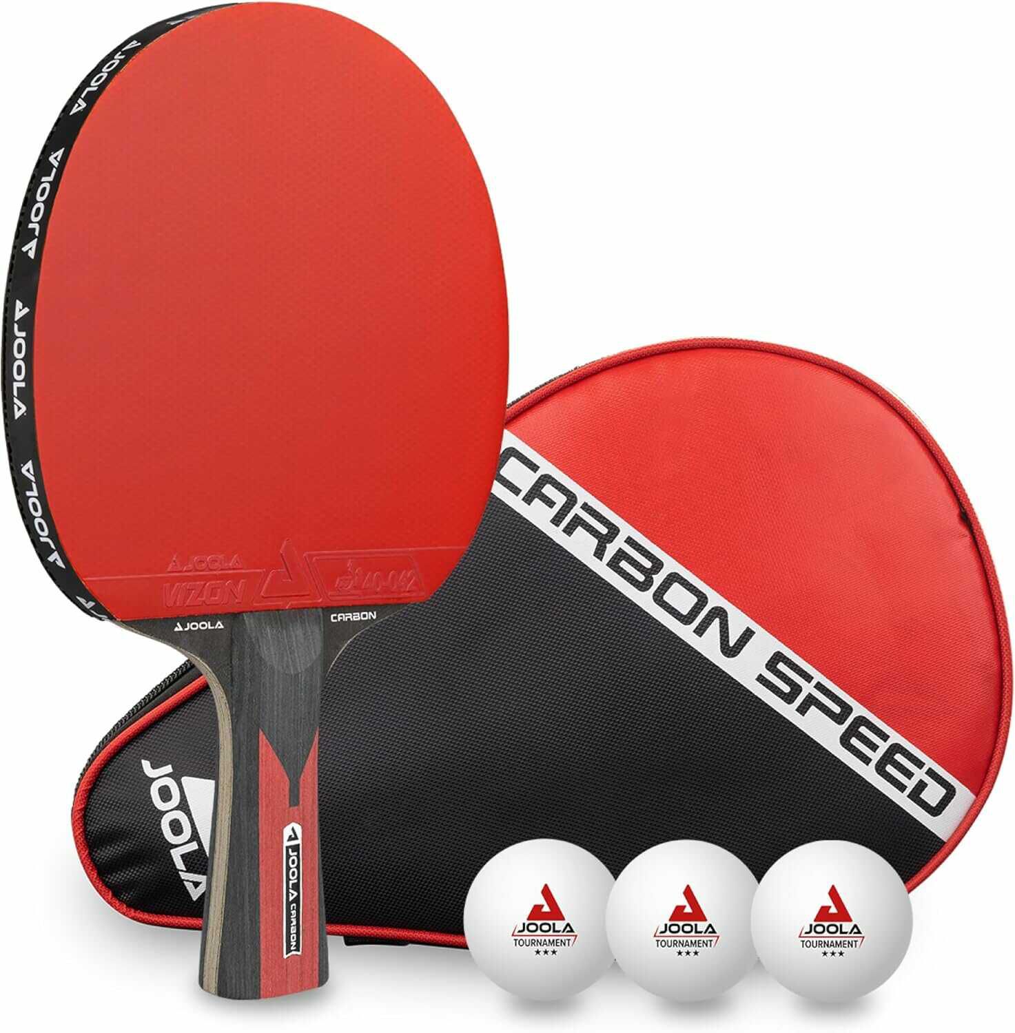 JOOLA Tischtennis Set Carbon Speed   Tischtennisschläger + 3 Tischtennisbälle + Tischtennishülle 21,71€ statt 29,99€