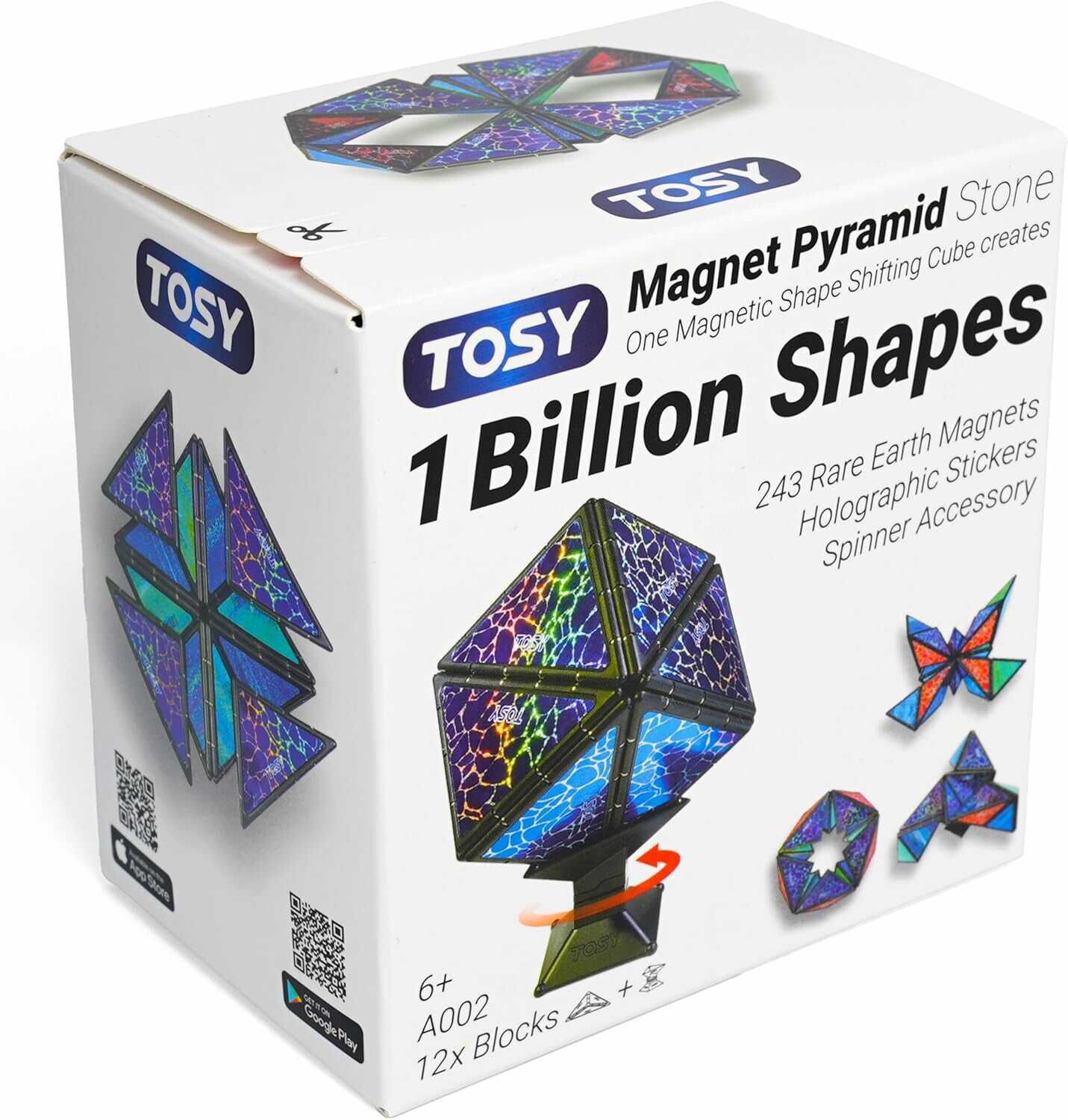TOSY Magnet Pyramid Stone – 1 Würfel verwandelt Sich in 1 Milliarde Formen, 12 Teile, 243 Magnete für 24,69€ PVG 33,00€