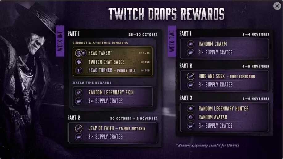 Twitch Drop | Hunt: Showdown 1896 | In-Game | 20 Drops bis zum 09.11 Kostenlos für Steam, Xbox & PlayStation Twitch Drop | Hunt: Showdown 1896 | In Game | 20 Drops bis zum 09.11 Kostenlos für Steam, Xbox & PlayStation
