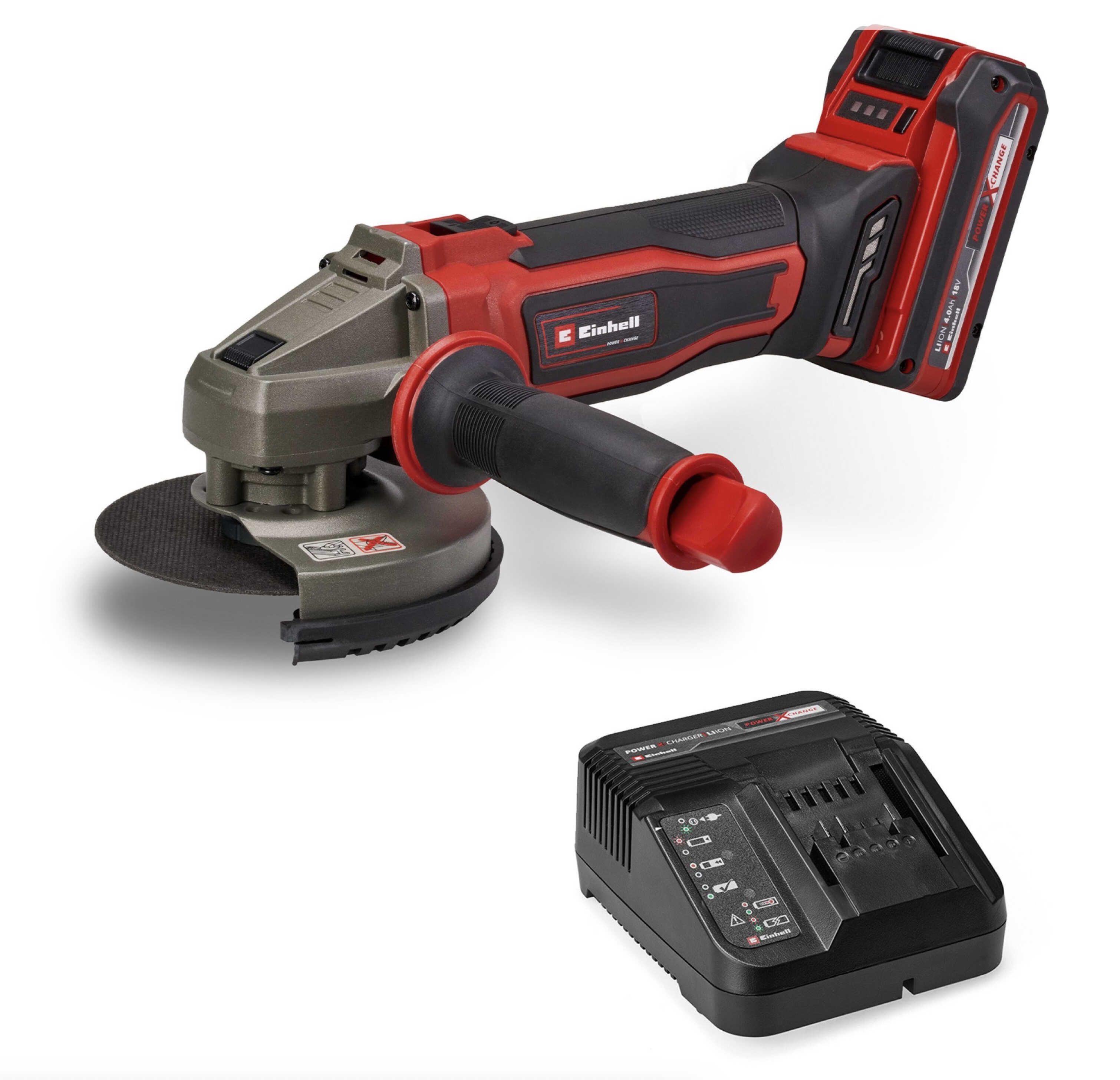 EINHELL Akku Winkelschleifer TE AG 18/125 2 Li (Set), inkl. 4,0 Ah Akku und Ladegerät für 92,82€ statt 109,61€
