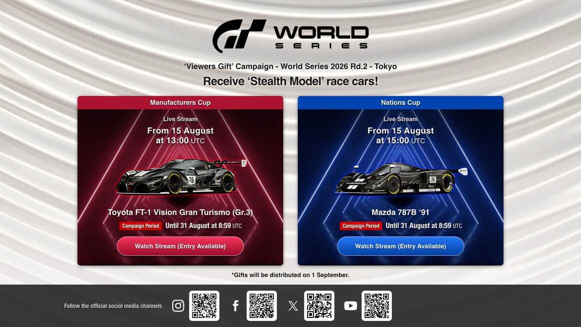 Gran Turismo 7 [PS4/PS5] 2 kostenlose Autos : Toyota FT 1 Vision Gran Turismo (Gr.3) (Stealth Model) + Stream Mazda 787B ‘91
