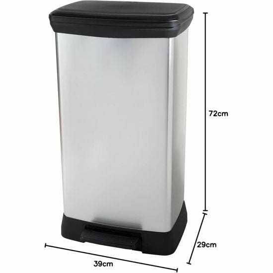 Curver Deco Duo Pedal Bin Mülleimer Abfalleimer Müllsortierer 23+23L Farbe: Silber   Geruchsdichter Deckel   Soft Close Mechanismus