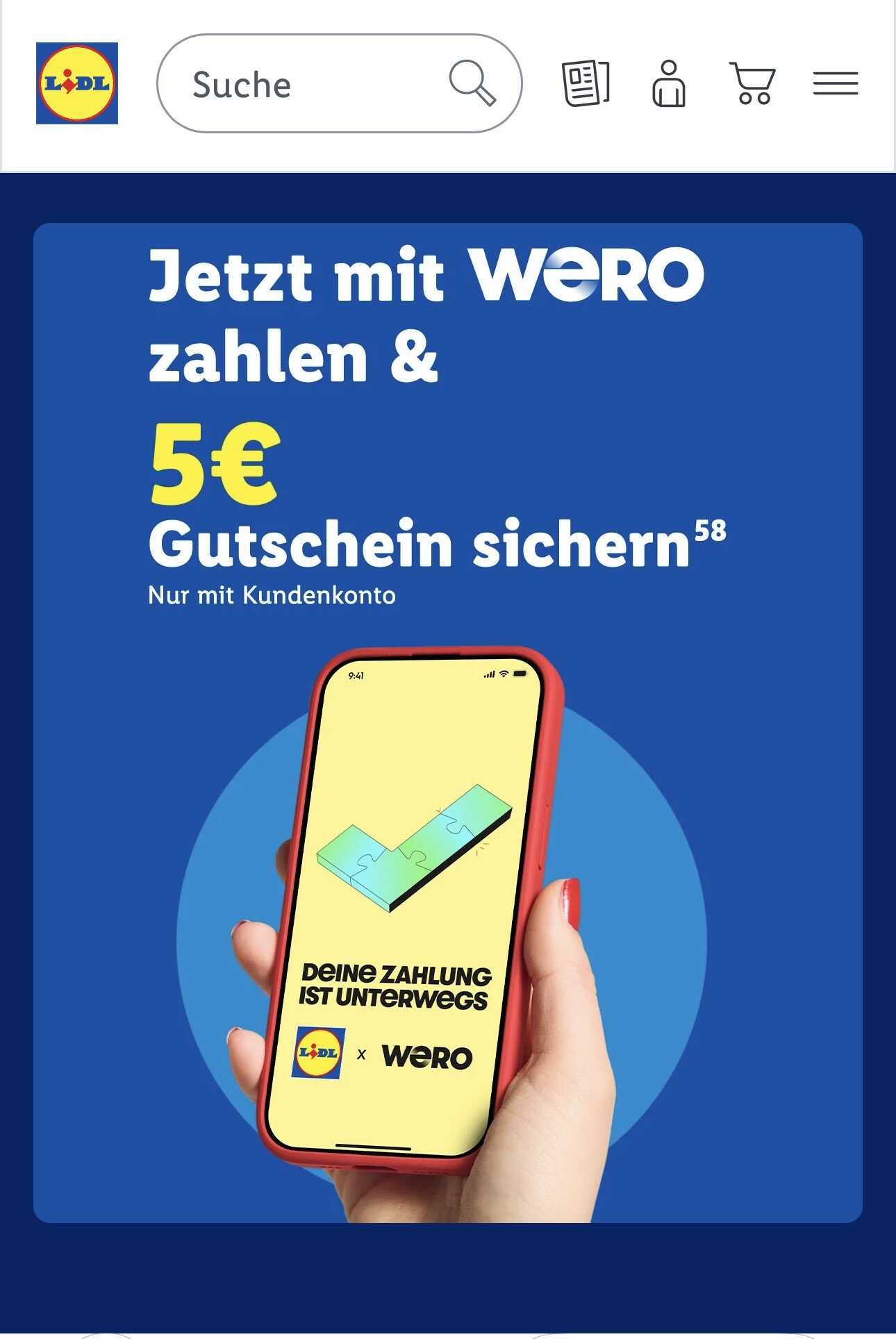 5€ Gutschein für Lidl über Wero 5€ Gutschein für Lidl über Wero