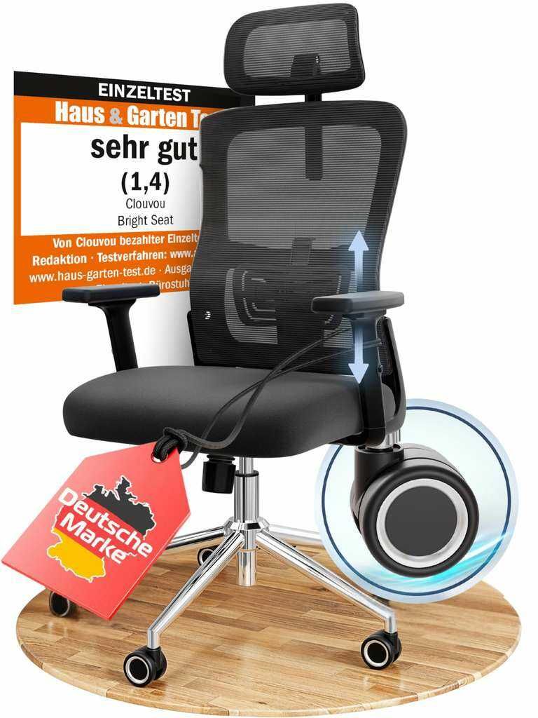 BrightSeat Bürostuhl Ergonomisch CLOUVOU Drehstuhl 150kg BrightSeat Bürostuhl Ergonomisch CLOUVOU Drehstuhl 150kg