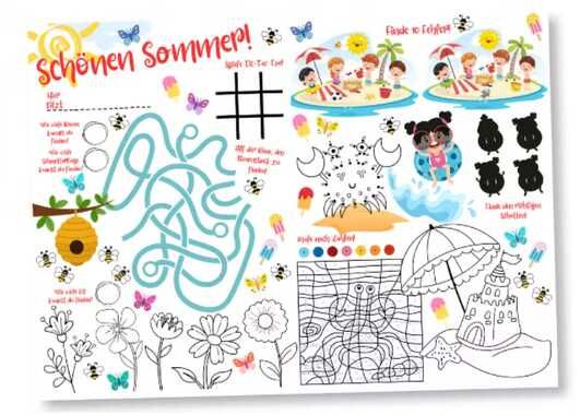 Tischunterlage: Schönen Sommer! Kostenlos. Beschäftigung. Rätsel für Kinder! Download! Tischunterlage: Schönen Sommer! Kostenlos. Beschäftigung. Rätsel für Kinder! Download!