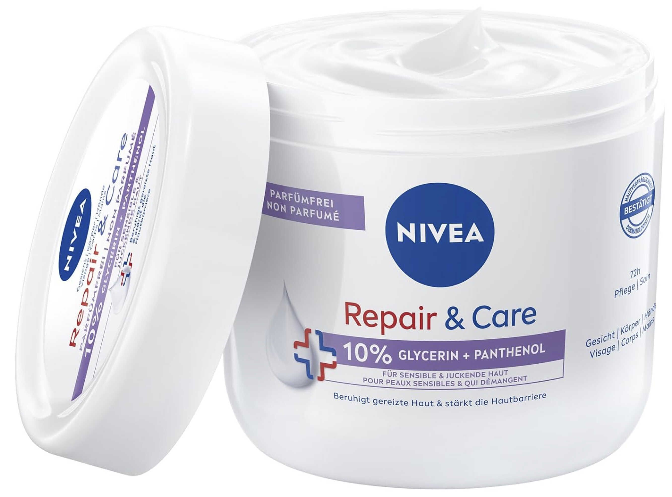 NIVEA Repair & Care Creme parfümfrei (400ml) ab 5,39€ statt 6,95€
