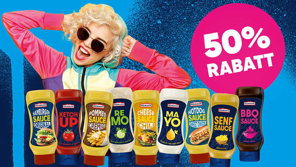 50% Cashback    HOMANN Besties & Snacksaucen