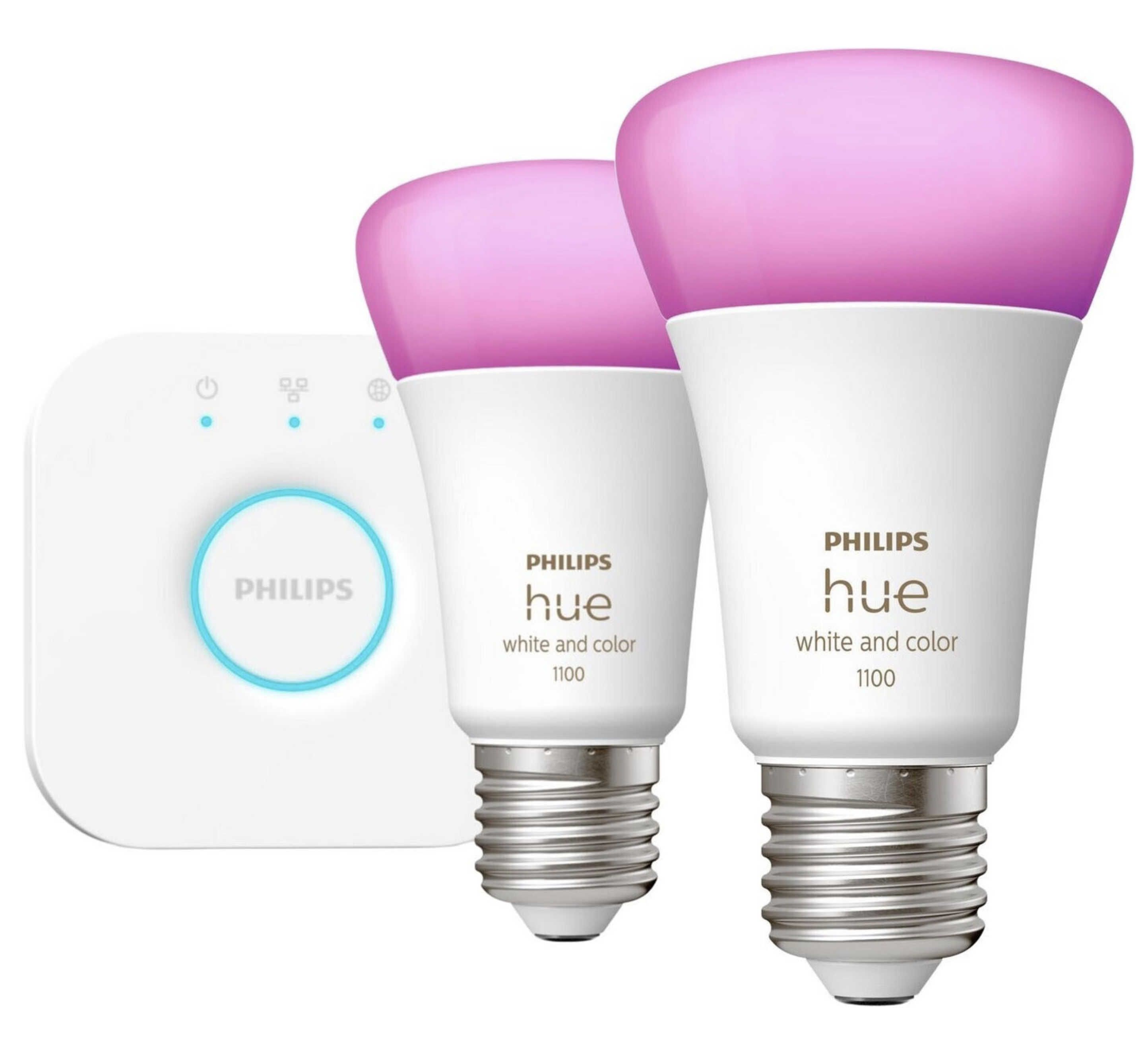 2x Philips Hue White & Color Ambiance E27 9W/800lm + Bridge für 44€ statt 76,89€