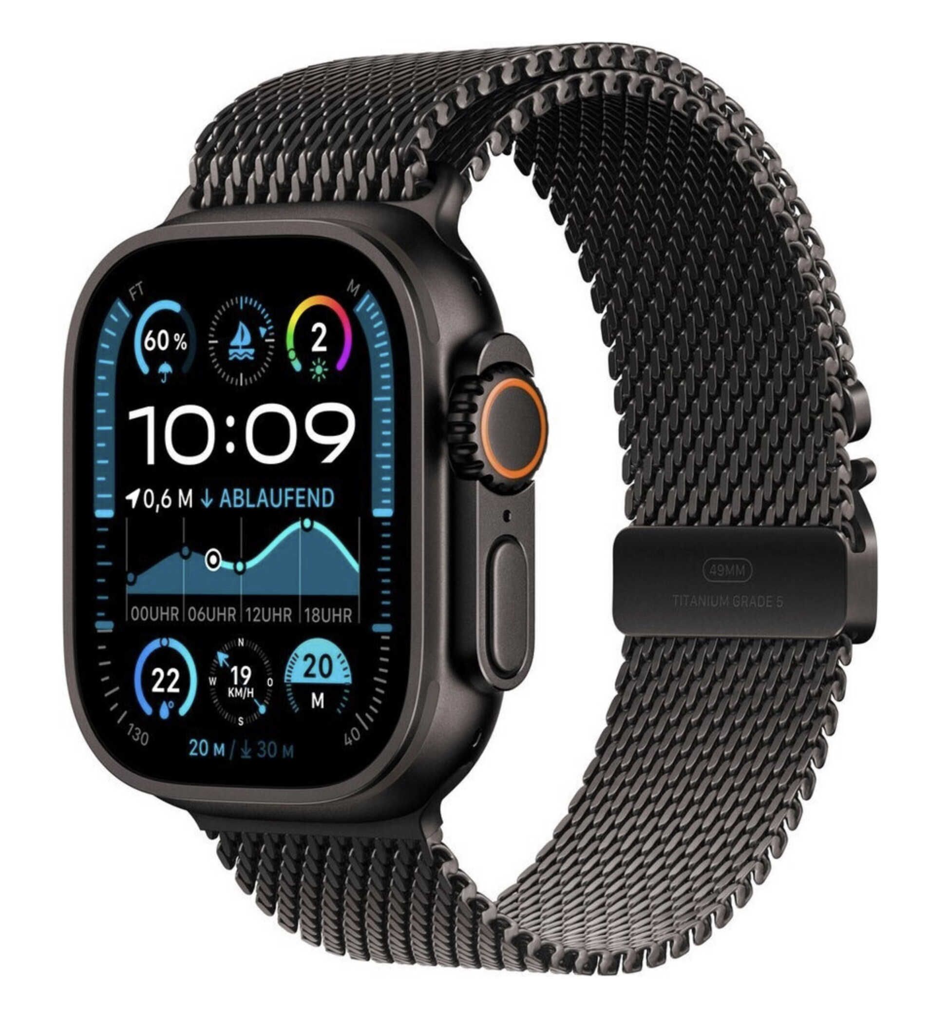 Apple Watch Ultra 2 (2024) Titan Schwarz Milanaise Armband Titan M für 498,72€ statt 683,95€