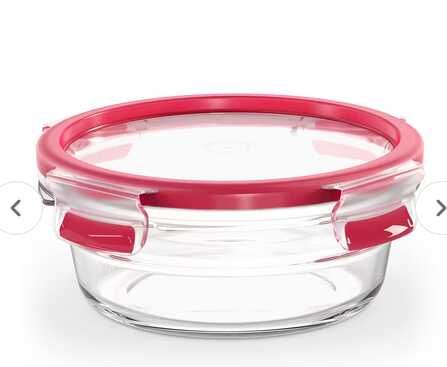Emsa Clip & Close   Glas   runder Aufbewahrungsbehälter 600ml rot [Prime]