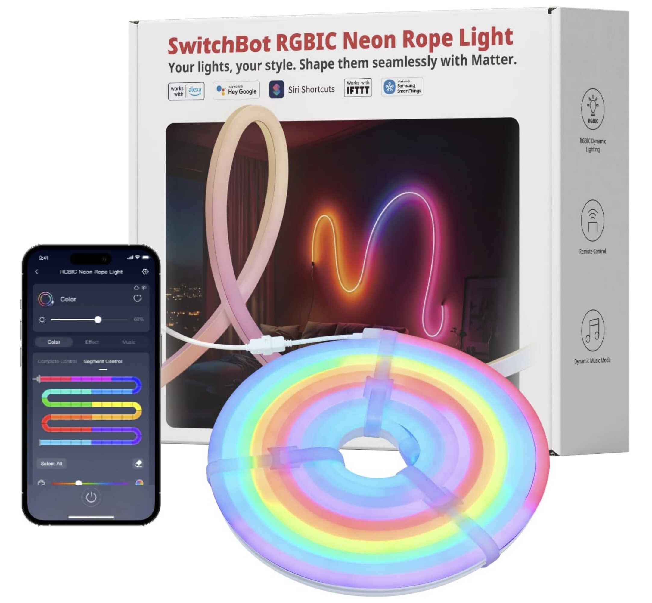 SwitchBot RGBIC Neon Rope Light, 5M Matter Neon LED Strip für 55,99€ statt 74,99€ SwitchBot RGBIC Neon Rope Light, 5M Matter Neon LED Strip für 55,99€ statt 74,99€