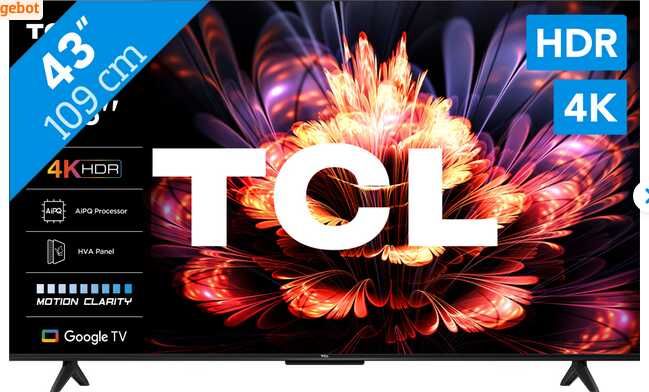 TCL 43 Zoll LED V6C 4K (2025) Fernseher  199€ statt 243€