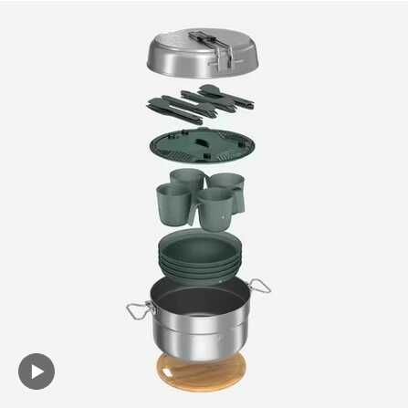 (Decathlon) QUECHUA Kochset Edelstahl Camping   500 25 teilig  39,99€ statt 49,99€