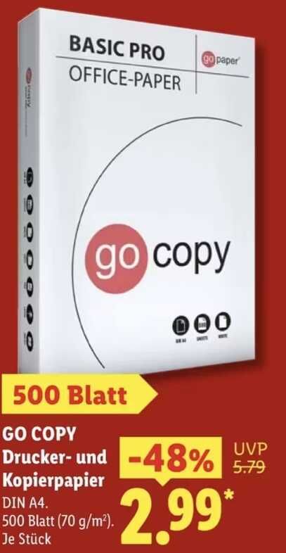 Go Copy Druckerpapier und Kopierpapier 500 Blatt DinA4