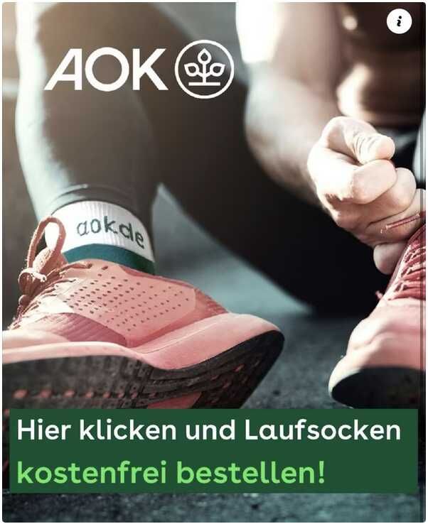 [AOK Bayern] 1 Paar Gratis Laufsocken Größe 35 50 (Neuer Deal)