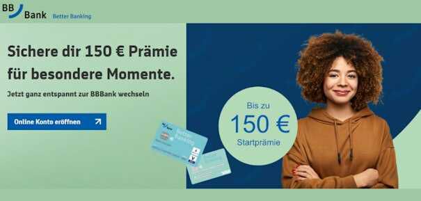 Verlängert!  BBBank Girokonto eröffnen & 150€ Startprämie erhalten  kostenlose Kontoführung für alle unter 30 Jahren