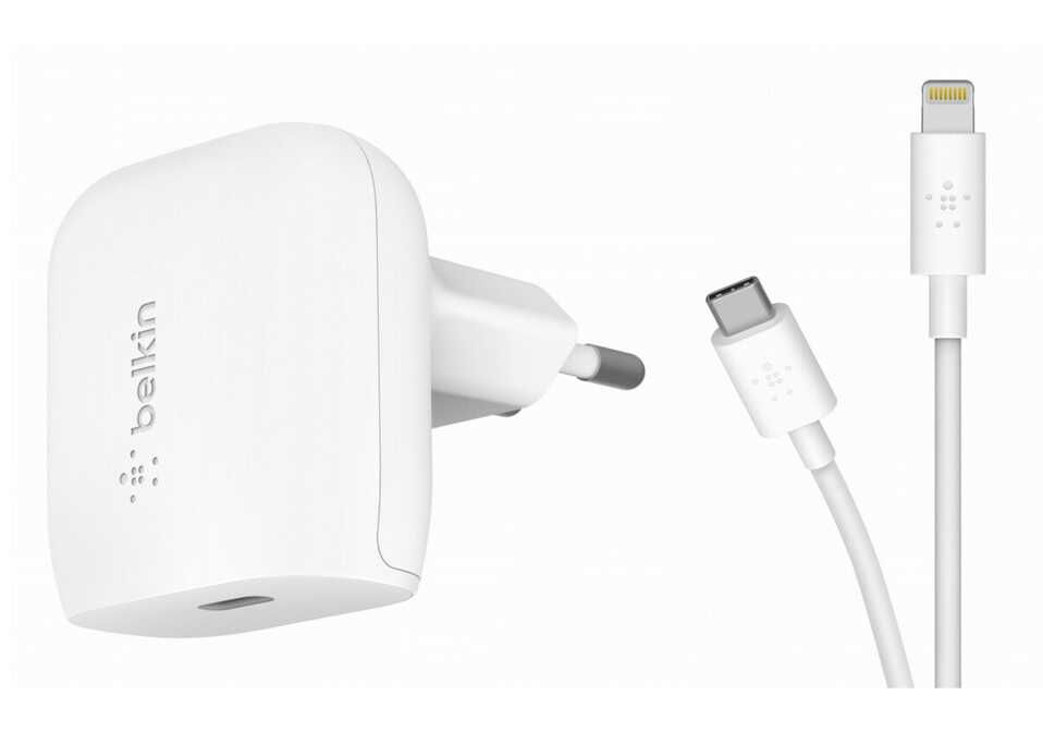 Belkin USB C Wall Charger weiß (18W) inkl. USB C Kabel mit Lightning Connector für 7,49€ statt 13,90€