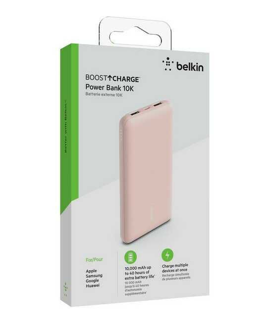 Belkin BoostCharge 10000mAh Powerbank in roségold (2x USB A + 1x USB C Ausgang) für 19,16€ statt 23,92€