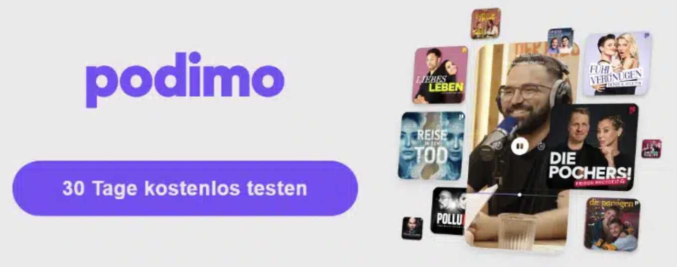 Podimo gratis testen: 30 Tage unbegrenzt Hörbücher und Podcasts hören