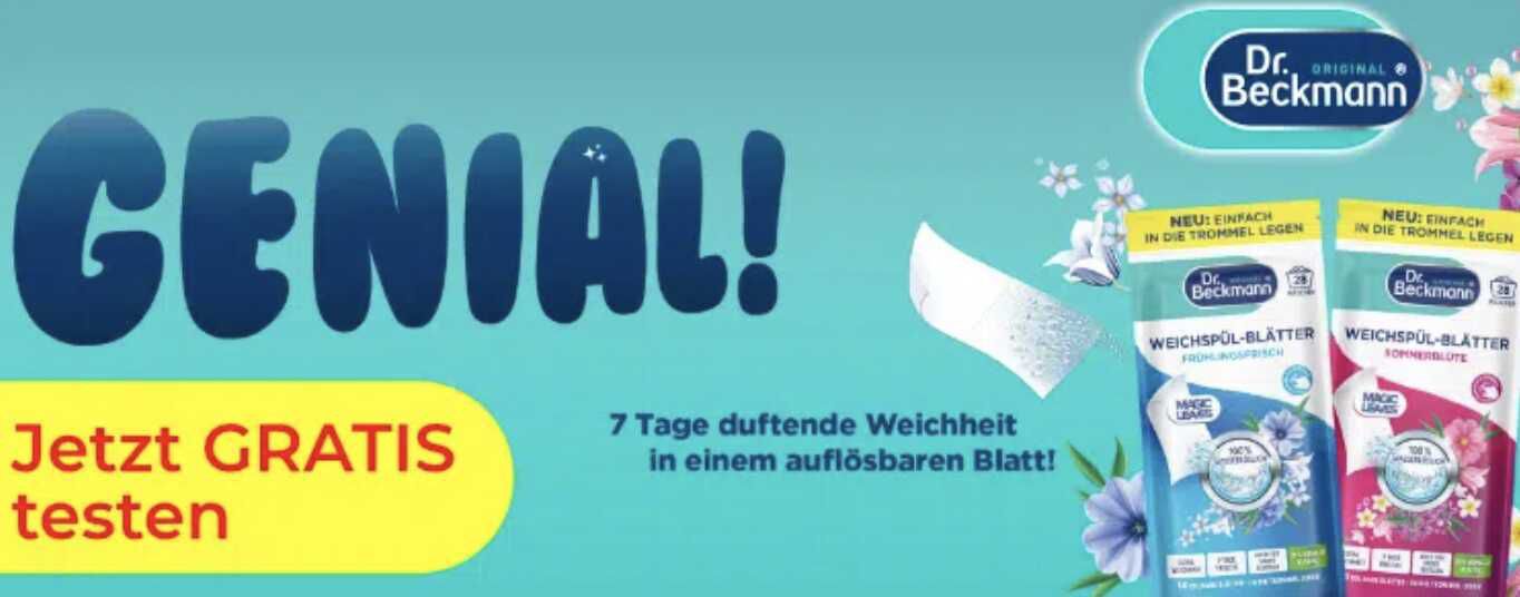 Weichspül Blätter von Dr. Beckmann gratis Aktionszeitraum: 26.03. – 31.05.2025