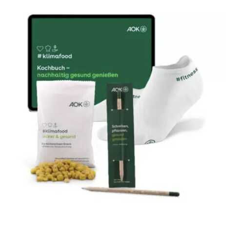 KOSTENLOS: Set mit Socken, Bleistift und Snack – AOK Bayern