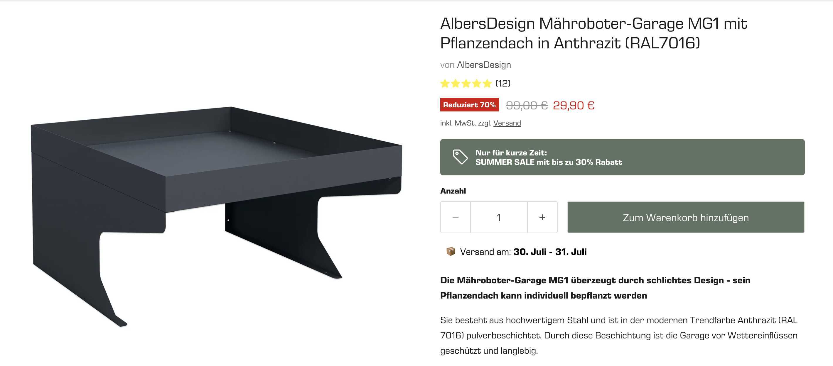 Mähroboter Garage