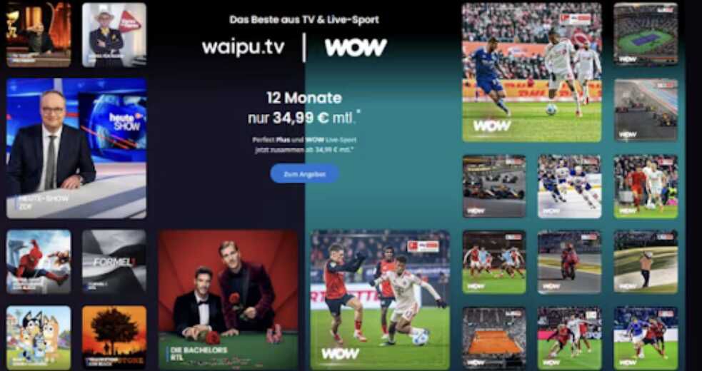 waipu.tv Perfect Plus + WOW Live Sport für 35€/Monat   280 TV Sender & alle Live Sport Highlights