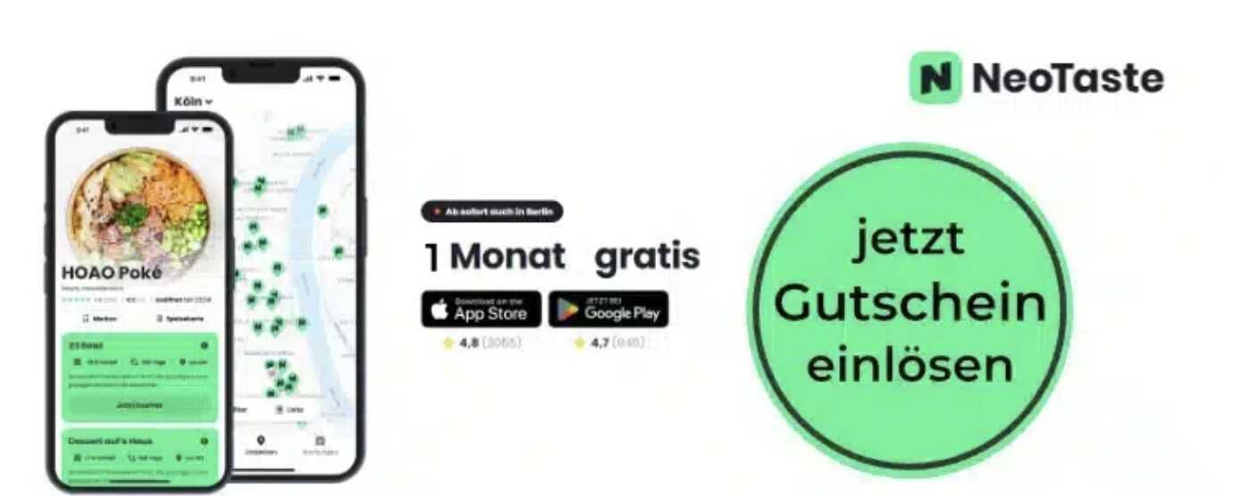 NeoTaste 1 Monat gratis: Jetzt Gutscheincode einlösen (für Neu- und Bestandskunden) NeoTaste 1 Monat gratis: Jetzt Gutscheincode einlösen (für Neu und Bestandskunden)