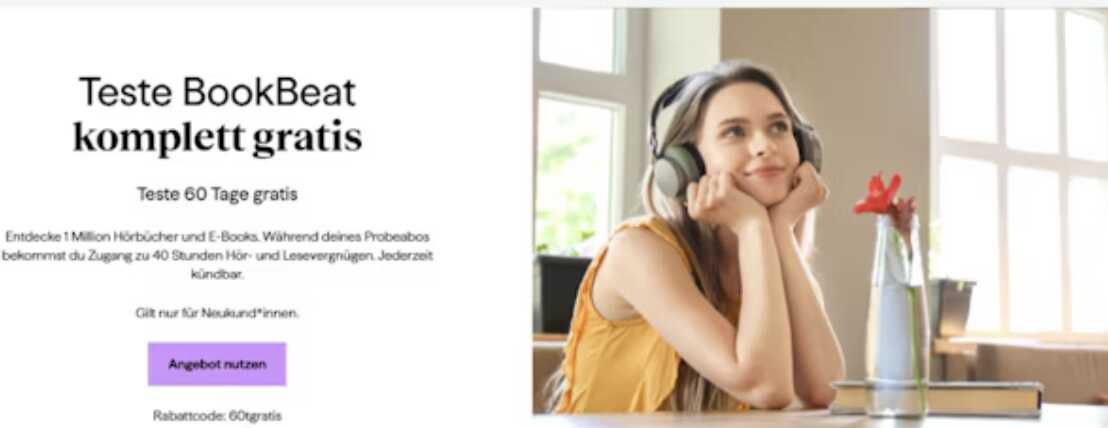 60 Tage BookBeat gratis hören  freie Auswahl aus über 1 Mio. Hörbüchern, nur für Neukund:innen