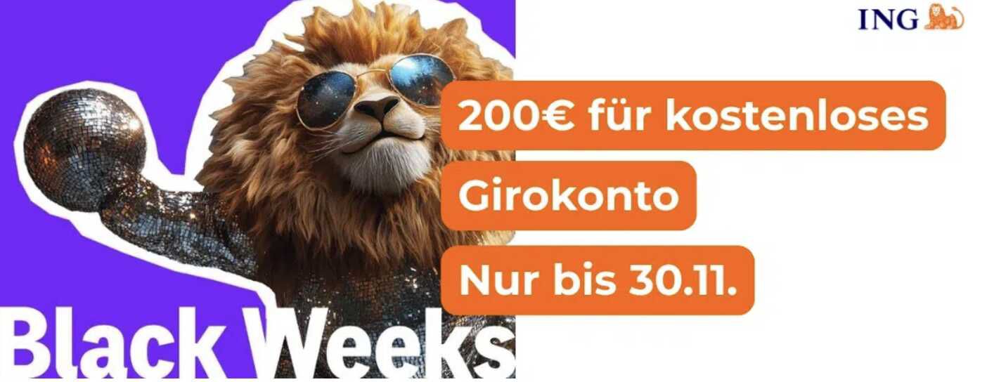 ING: 200€ Prämie für kostenloses Girokonto (1.000€ Geldeingang) ING: 200€ Prämie für kostenloses Girokonto (1.000€ Geldeingang)