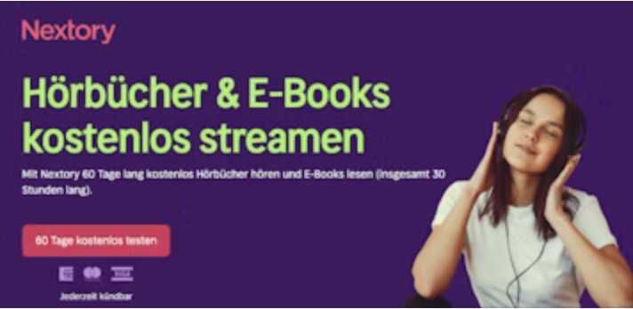 Nextory 60 Tage lang kostenlos testen – 500.000 E Books & Hörbücher