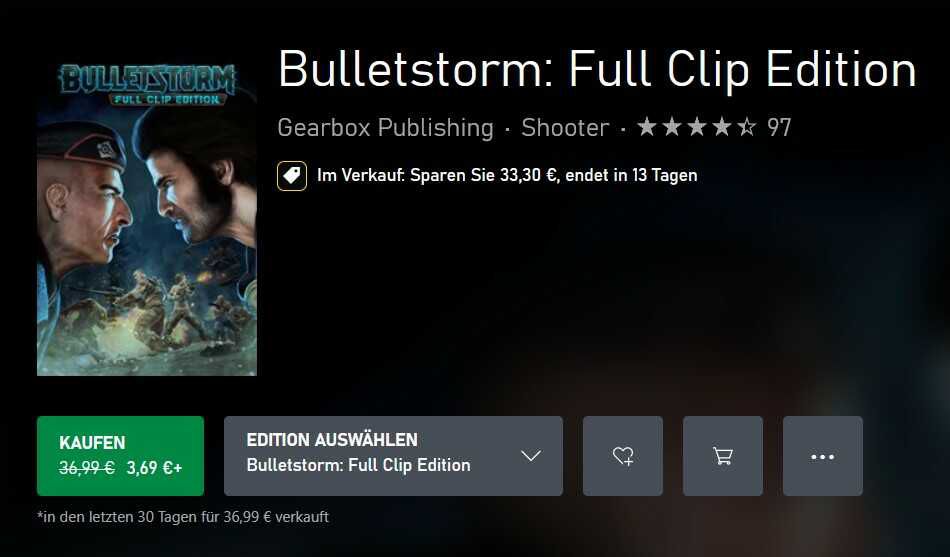 Bulletstorm: Full Clip Edition (Xbox One) für 3,69€ statt 25,85€