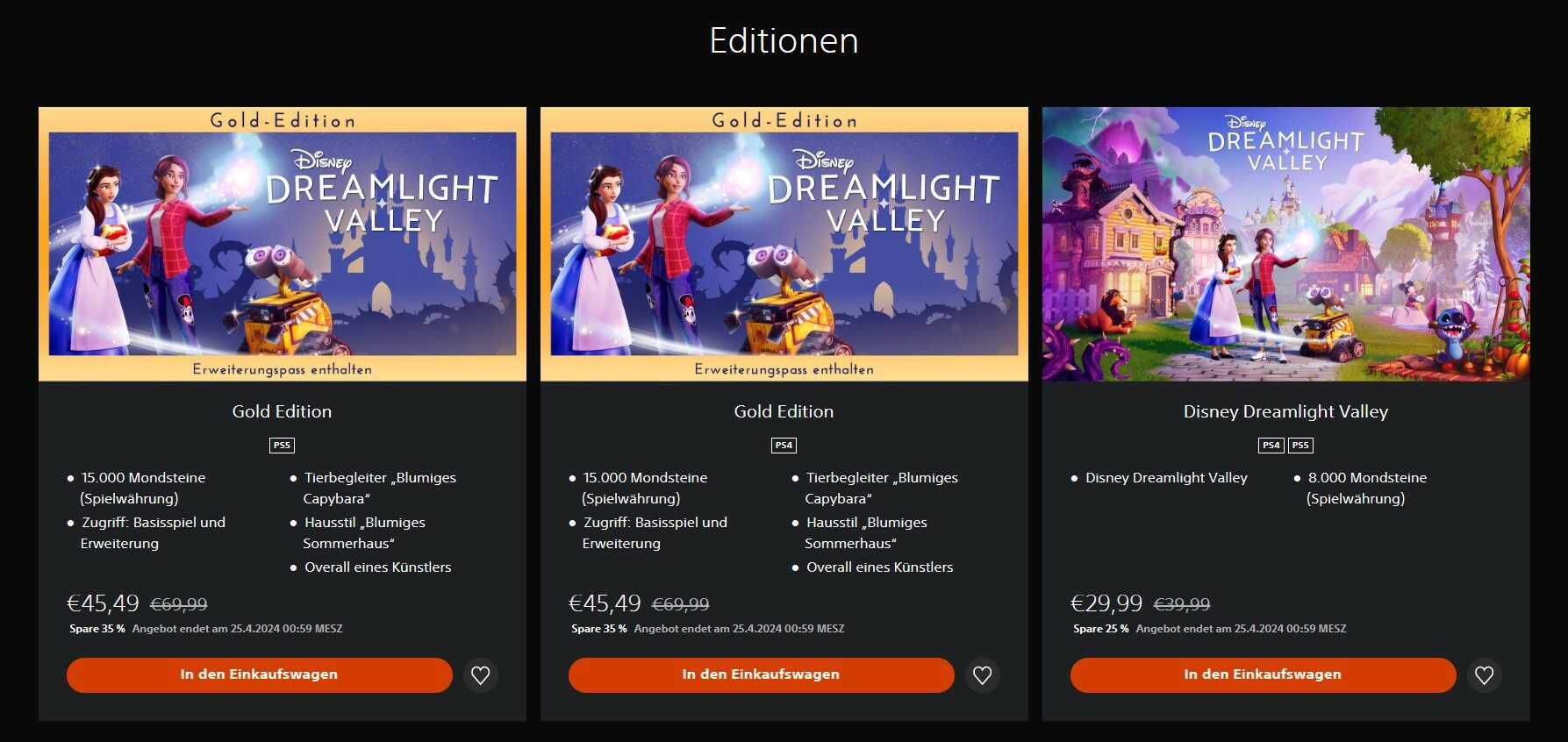 Disney Dreamlight Valley für PlayStation 4 + 5 | (Standard) 29,99€ statt ab 35€ | (Gold) 45,49€ statt 69,99€