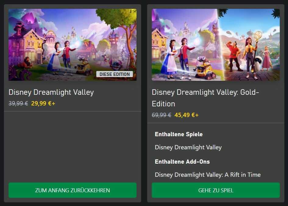 Disney Dreamlight Valley (Xbox One / Series X) | (Basisspiel im Game Pass enthalten) 29,99€ statt 39,85€ | (Gold Edition) 45,49€ statt 69,99€