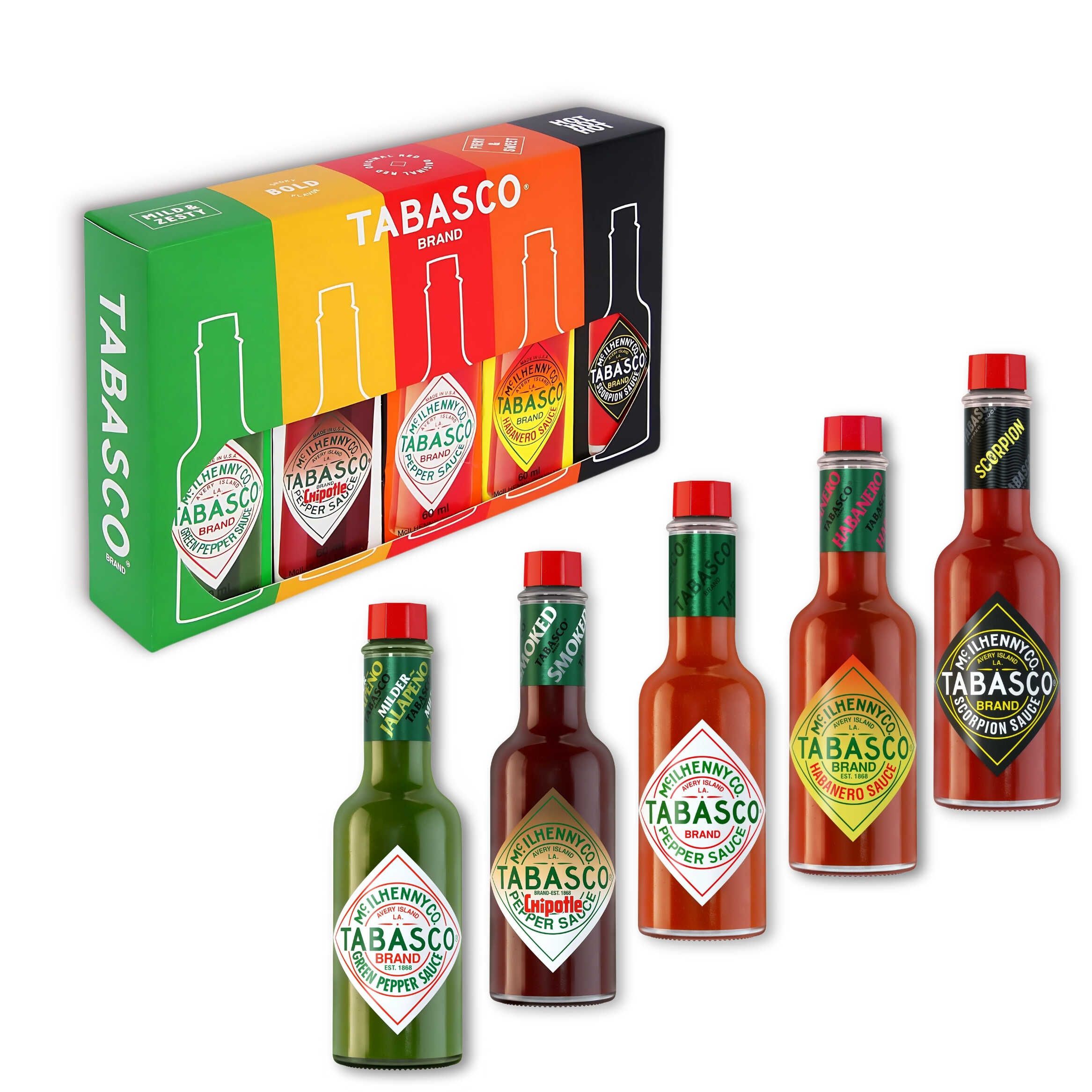 TABASCO Geschenk Set – 5 Flaschen je 60 ml – perfekt für Schärfeliebhaber!