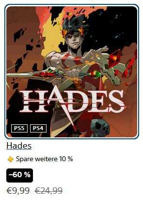 HADES von SUPERGIANT GAMES (PS4 / PS5) für 7,49€ (mit PS Plus) / für 9,99€ (ohne PS Plus) statt 24,99€