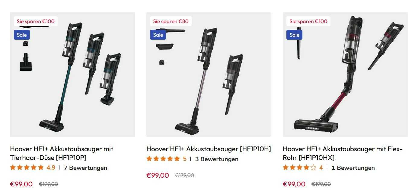 Hoover HF1+ Akku Staubsauger (in 3 verschiedenen Ausführungen) je 99€ statt ab 126,53€ / ab 149€ / ab 169€ (je nach Ausführung)