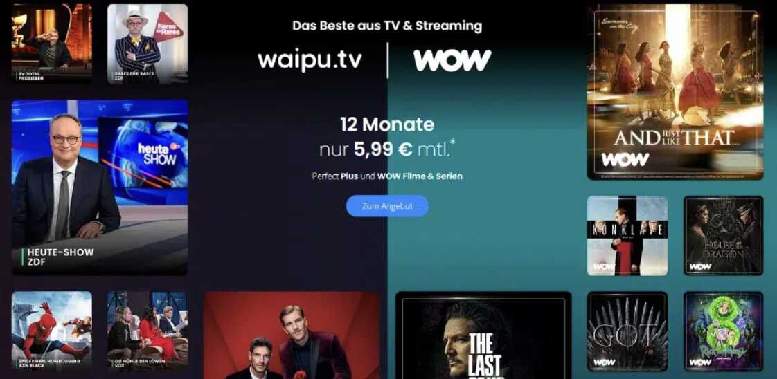 waipu.tv + WOW Filme & Serien für nur 5,99€ pro Monat waipu.tv + WOW Filme & Serien für nur 5,99€ pro Monat