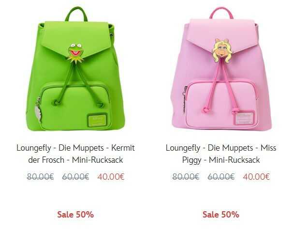 Disney Loungefly   Die Muppets   Kermit der Frosch oder Miss Piggy Mini Rucksack je 40€ + 3,90€ Versand statt ab 63,26€ (ab 60€ VSK frei)