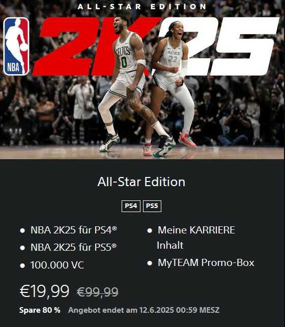 NBA 2K25 Basketball   All Star Edition (PlayStation 5 ) für 19,99€ statt 64,90€