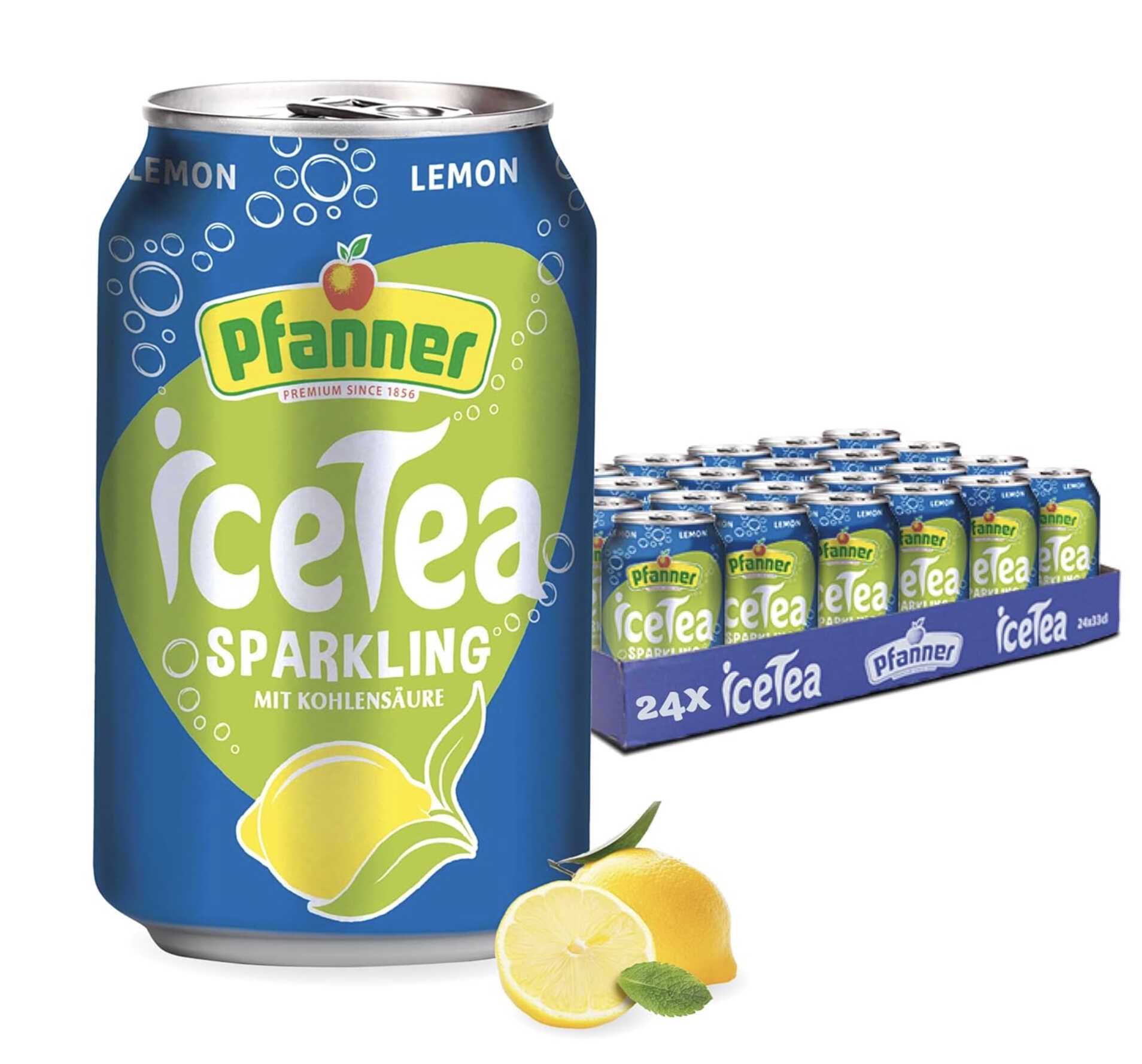24x Pfanner Eistee Lemon Sparkling für 18,96€ inklusive 6€ Pfand