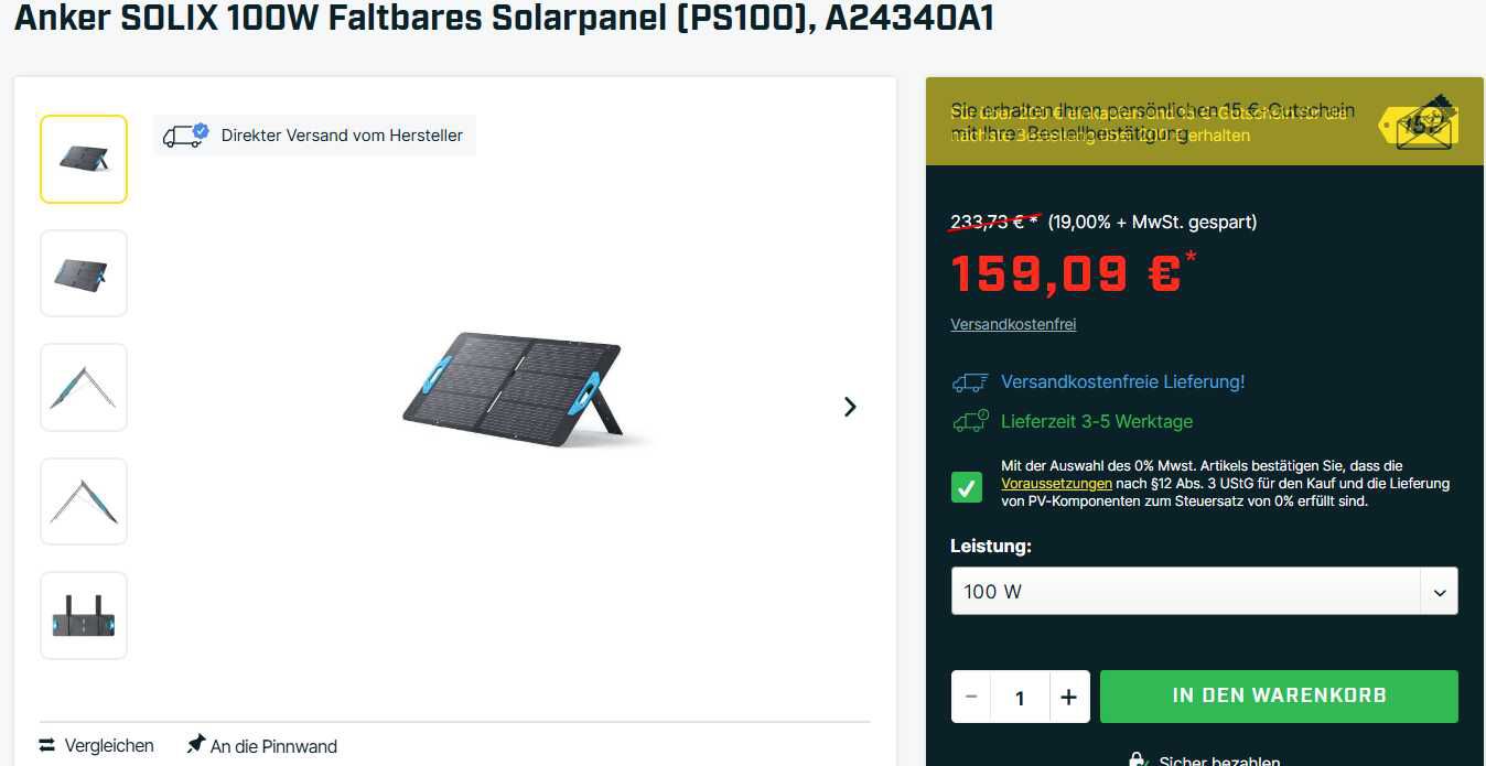 Anker Solarpanel PS100