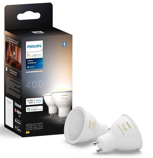 [Prime] Philips Hue White GU10 LED Spot 2er Pack (400lm)   29,99€ statt 37,37€