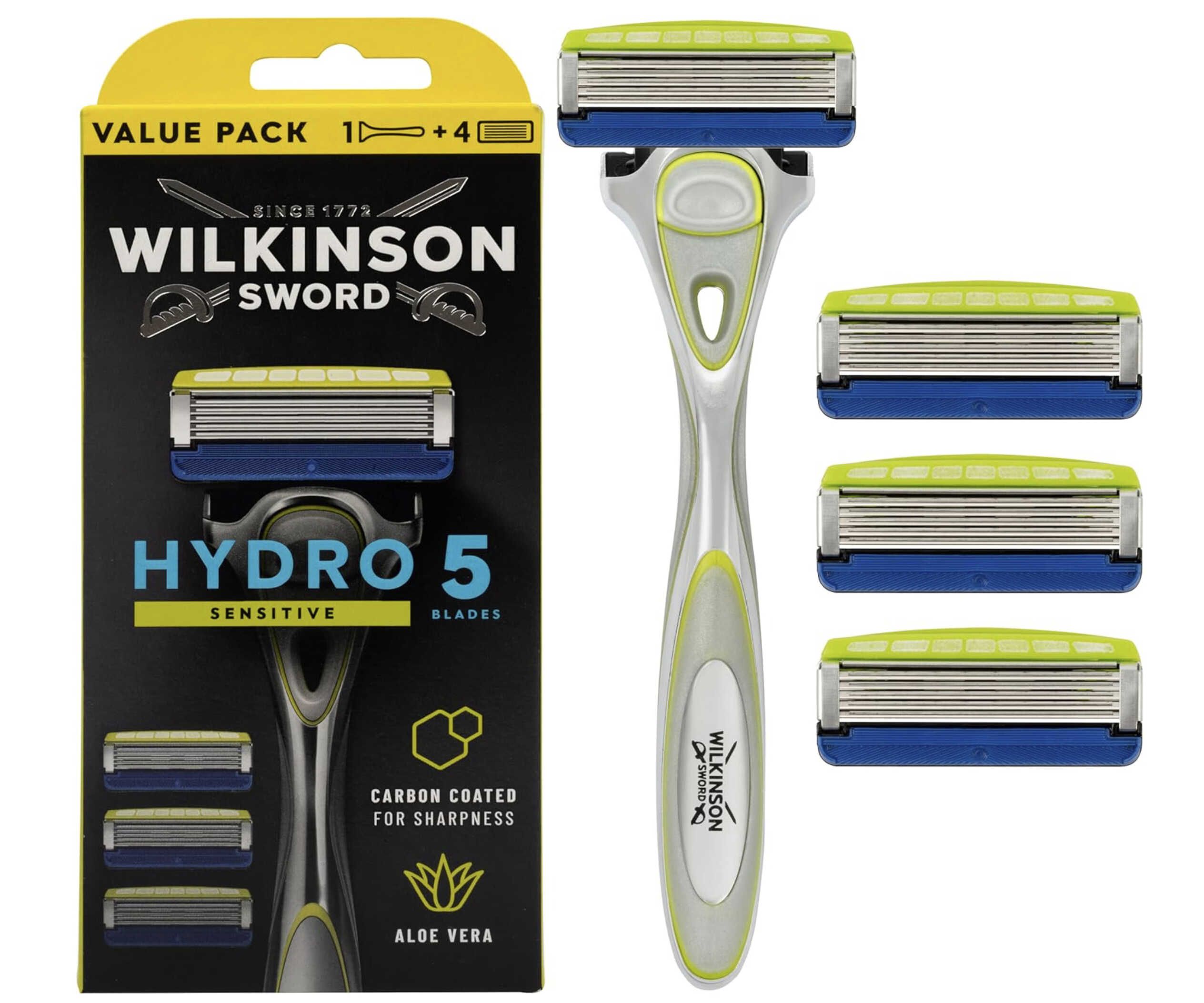 Wilkinson Sword   Hydro 5 Sensitive Rasierer + 4 Klingen ab 8,49€ statt 16,99€