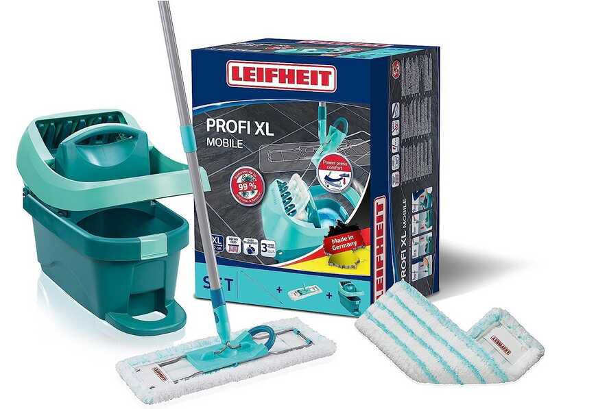 Leifheit Set Wischtuchpresse Profi XL mit Bodenwischer und Rollen   54,99€ statt 64,99€