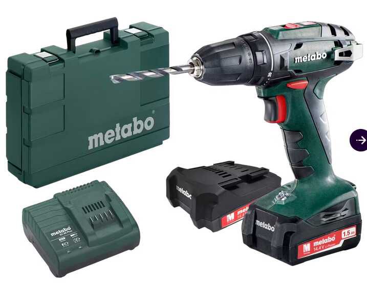 Metabo Akku Bohrschrauber | 14,4 V | 2x 1,5 Ah | Li Ion Akku | Koffer 55,90€ statt  79,95€