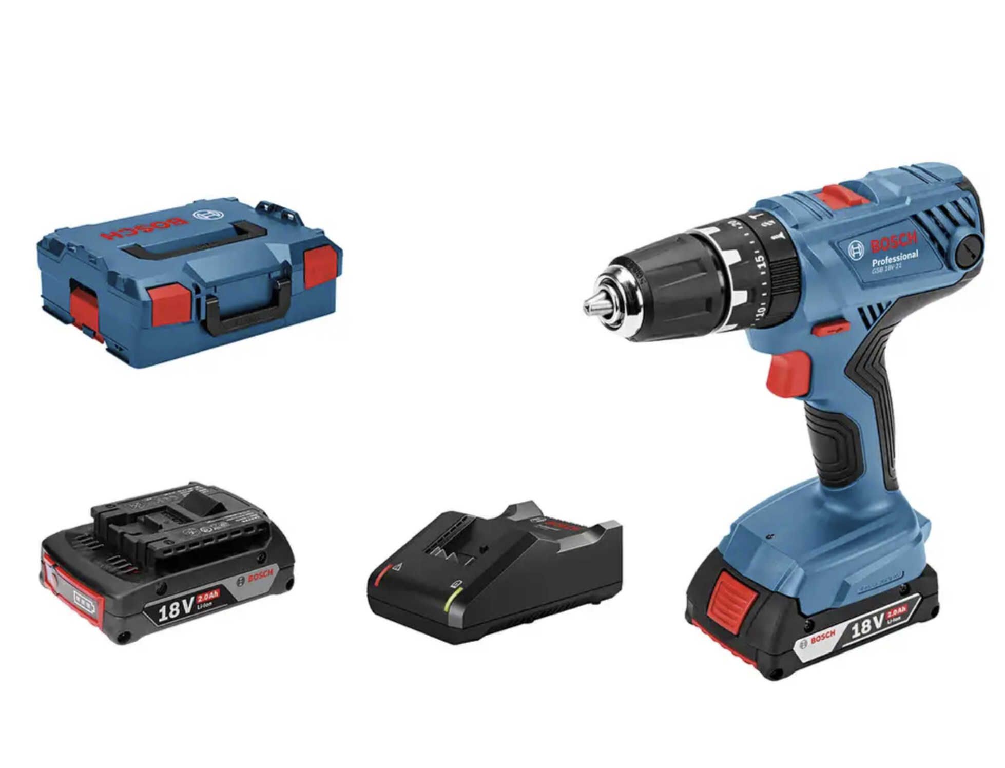 Bosch Pro Akku Schlagbohrschrauber GSB 18V 21 mit Koffer und 2 Akkus für 127,49€ statt 149,90€